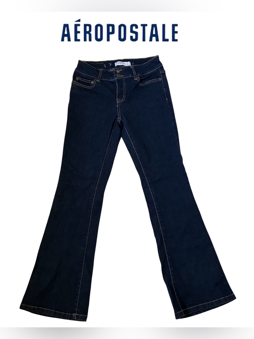 WOMEN’S AEROPOSTALE FLARED JEANS REGULAR LOW RISE SIZE 26 Y2K DARK WASH